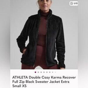 Athleta Recover Stretch Long Sleeve Full Zip Fleece Jacket Black XS